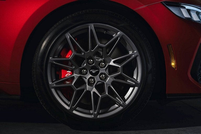 2024 Ford Mustang® model with a close-up of a wheel and brake caliper | Jansen Ford of Breese in Breese IL